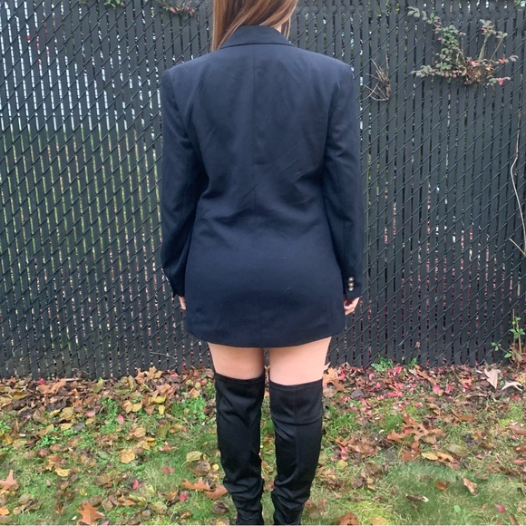 Vintage Navy long blazer 8  Women’s By Theomiles - Picture 11 of 13